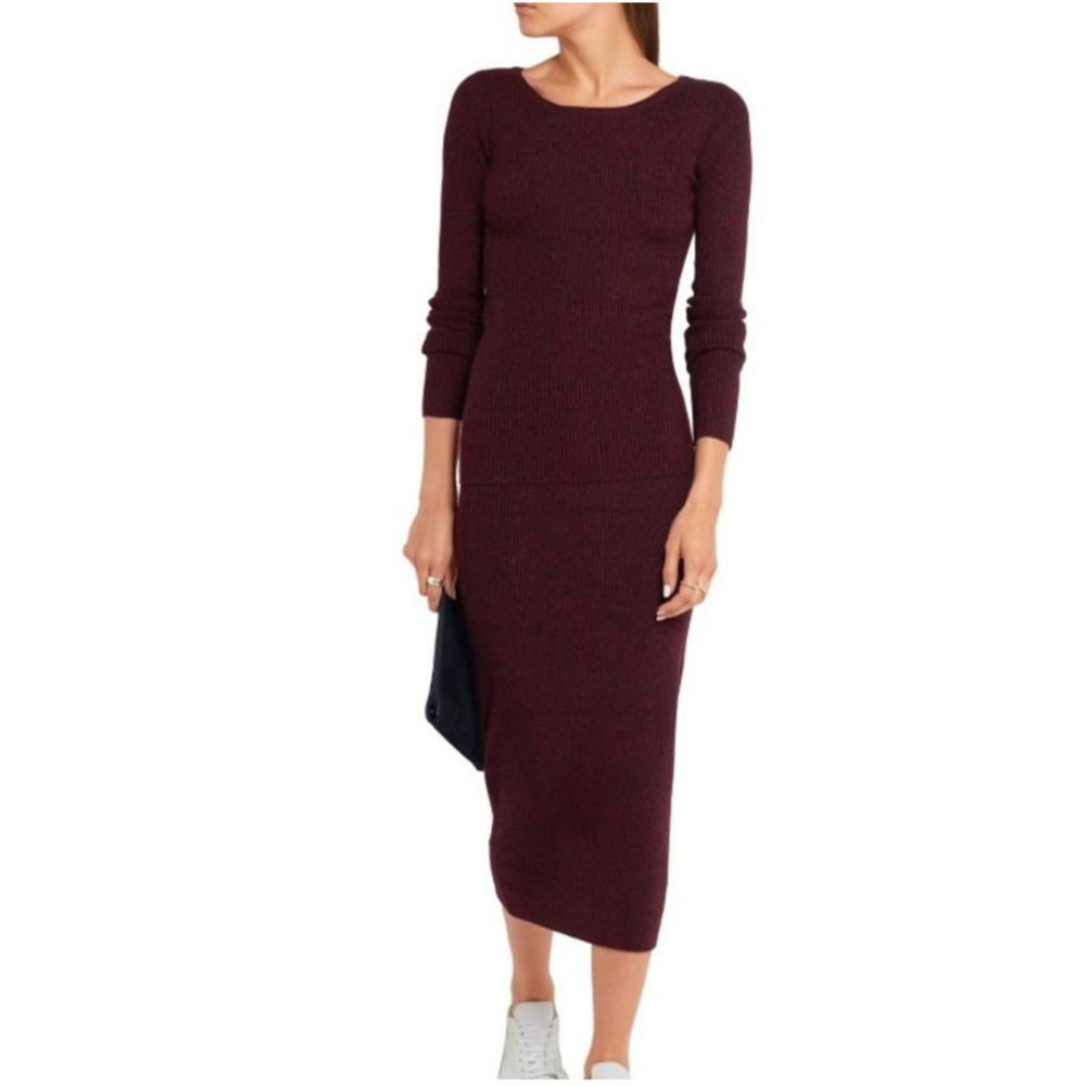 MAJE Knitted Wool Blend Sweater and Midi Skirt Two Piece Set Size Small